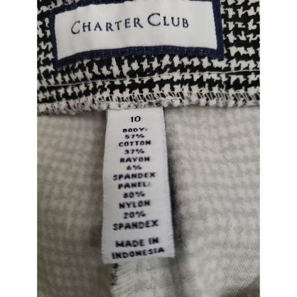CHARTER CLUB WOMEN'S PANTS SIZE 10 BLACK WHITE PULL ON SLACKS CASUAL LADIES - Picture 8 of 11